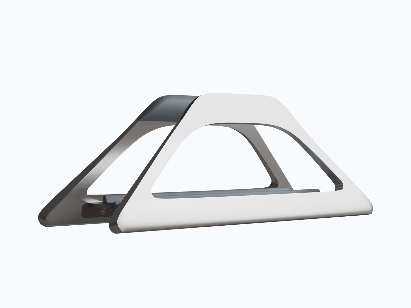Elestoria gravity dock, assembled, three-quarter studio view